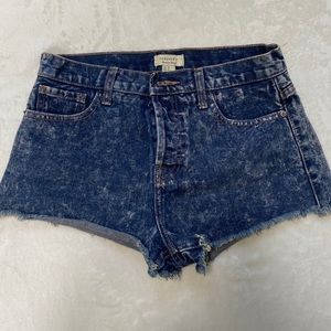 Distressed denim shorts